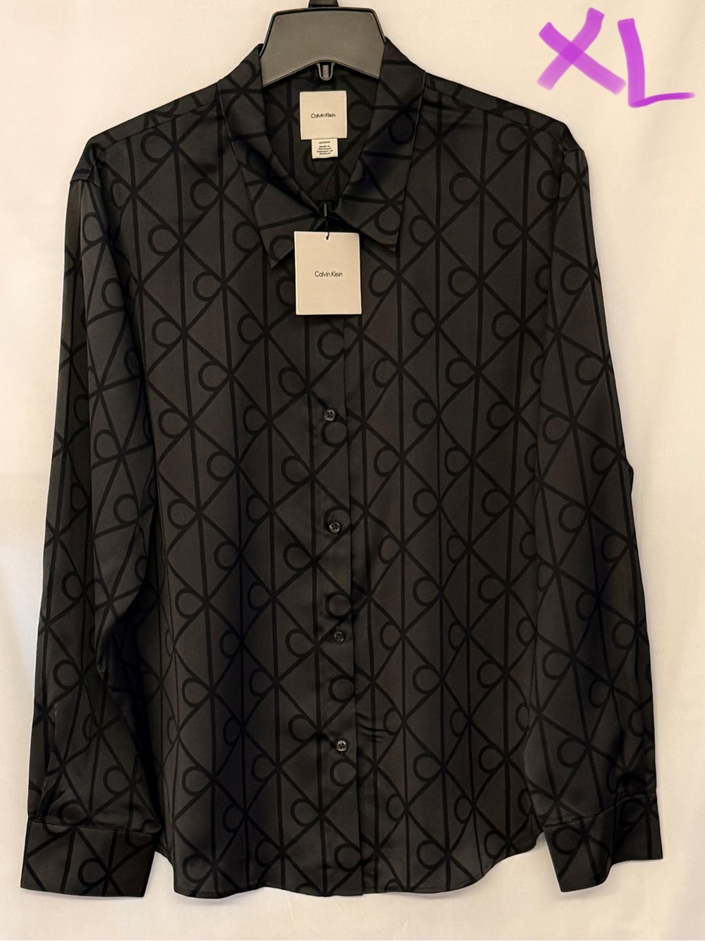 Calvin Klein Black Logo-Print Button Shirt Jacket